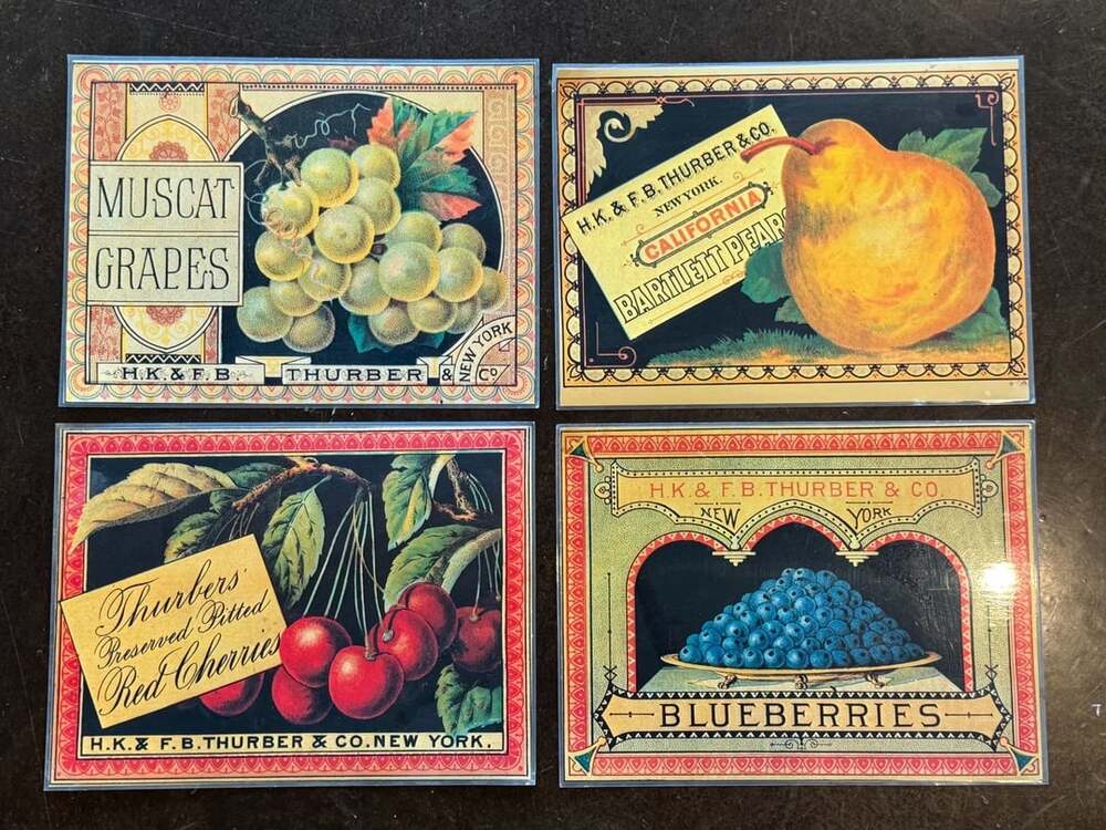 H.K. & F.B. Thurber & Co. Vintage Canning Labels Set American 19th Century